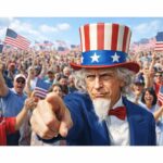 American Flag, Uncle Sam Mad Hatter Leather Top Hat 1, USA Hat