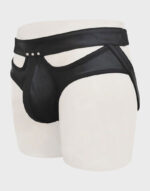black leather eye cut jockstraps