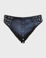 black leather jockstraps with studs and rings