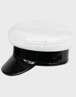 black and white cap officer captain leather hat