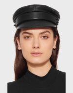 black leather rider star police cap rambo