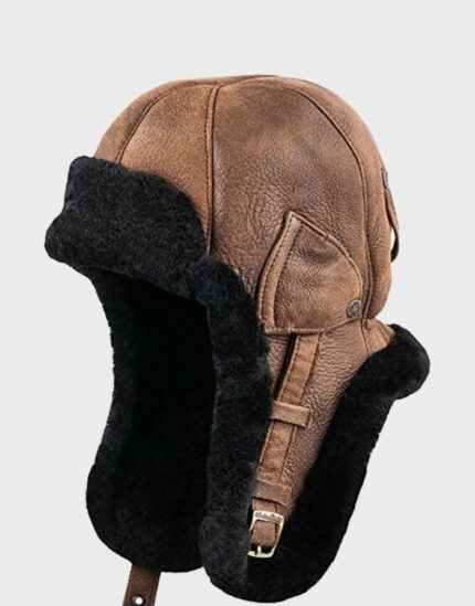 Bomber Cap Genuine Leather Aviator Warm Natural Leather Trapper Hat
