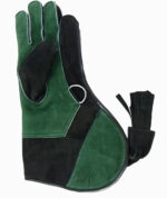 falconry suede leather double skin glove green   black