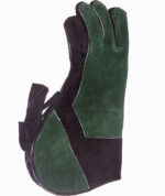falconry suede leather double skin glove green   black front