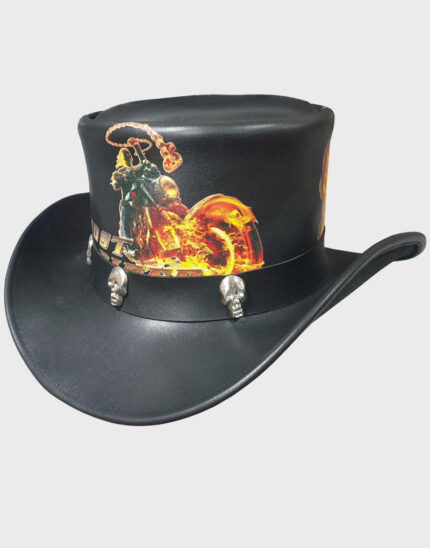 Steampunk Ghost Rider Black Leather Top hat