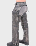heavyweight grey leather chaps for men