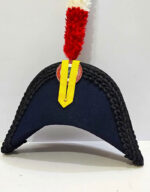italian bicorne cocked hat with black trim hackle plume