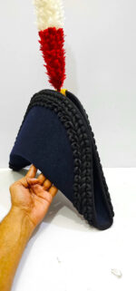 italian bicorne cocked hat with black trim hackle plume b