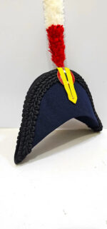 italian bicorne cocked hat with black trim hackle plume s