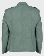 lovat green tweed argyle jacket with 5 button vest back side