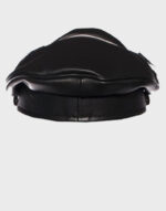 muir biker silver peaked cap with chain black genuine leather hat back