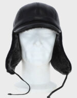 original black leather trapper fur hat