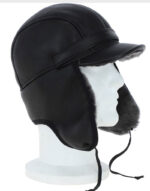 original black leather trapper fur hat r side