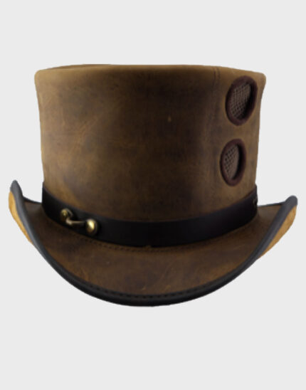 steampunk Brown Genuine Leather Nautilus Top Hat