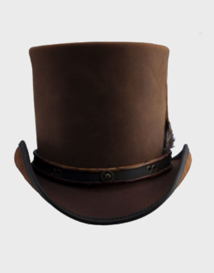 Steampunk Brown Leather Top Hat