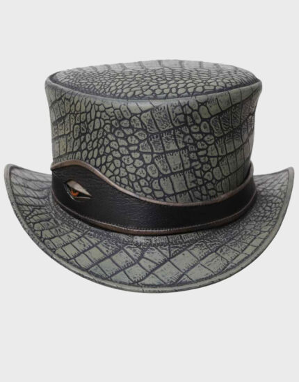 Steampunk Eye Band Crocodile Style Leather Top Hat