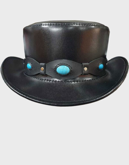 Steampunk Gemstone Victorian Pinkerton Short Top Leather Hat