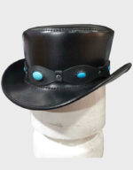 steampunk gemstone victorian pinkerton short top leather hat sh