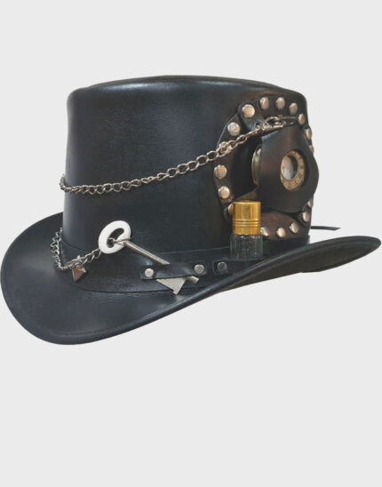 Steampunk Hatter Time Port Leather Top  Hat