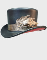 steampunk mad hatter crocodile eye band leather top hat