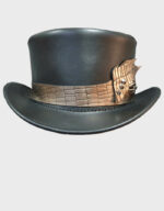 steampunk mad hatter crocodile eye band leather top hat sh