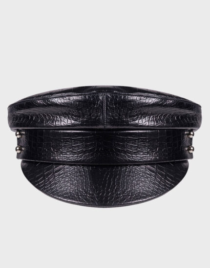 Stylish Women & Men Officer Cap Crocodile Leather Hat