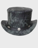 vintage style distressed leather top hat