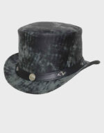 vintage style distressed leather top hat side