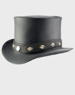 voodoo hatter topper black leather top hat