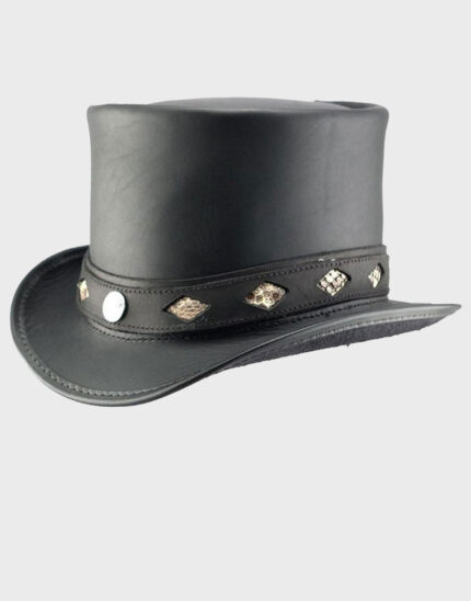 Voodoo Hatter Topper Black Leather Top Hat
