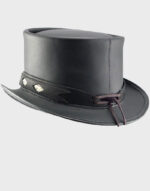 voodoo hatter topper black leather top hat back