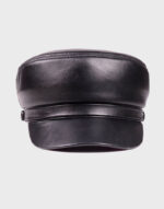 women genuine black leather cap police military stylish hat show