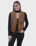 women s boar leather suede beaded fringe vest