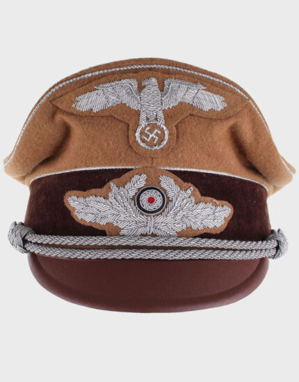 WW2 German Army Khaki Diplomatic Officers Visor Cap - Silver Piping