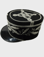 French General Police Dress Kepi – Hand Embroidered Black Wool with Silver Braid l