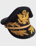Douglas MacArthur WWII Style Black Military Cap – U.S. General Officer Dress Visor Hat r