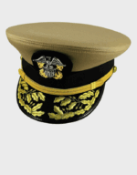 WW2 US Navy Admiral Khaki Chino Dress Cap – Officer’s Visor Hat, American Military