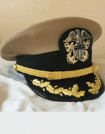WW2 US Navy Admiral Khaki Chino Dress Cap – Officer’s Visor Hat l