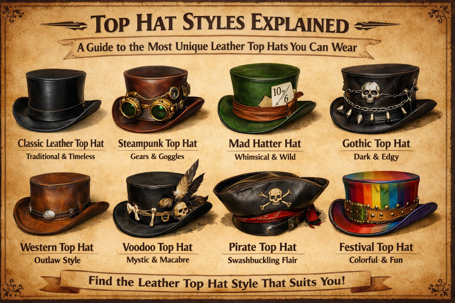 Top Hat Styles Explained: A Guide to the Most Unique Leather Top Hats You Can Wear